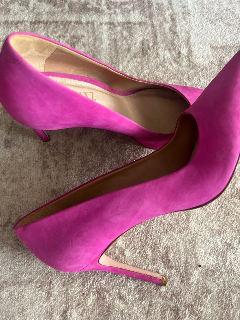 SCHUTZ Hot Pink Suede Pointed Toe Pumps - Picture 5 of 5